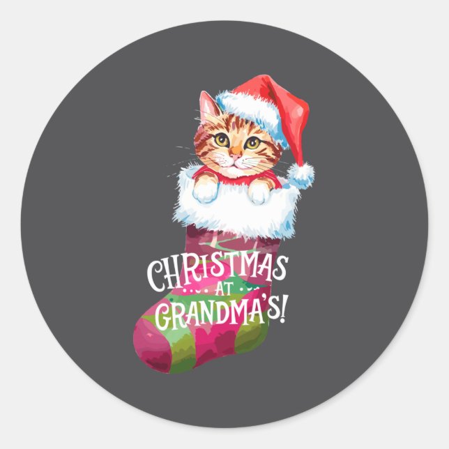 Adesivo Christmas Cat _ Christmas At Grandma Cat _ Cute Ca (Frente)