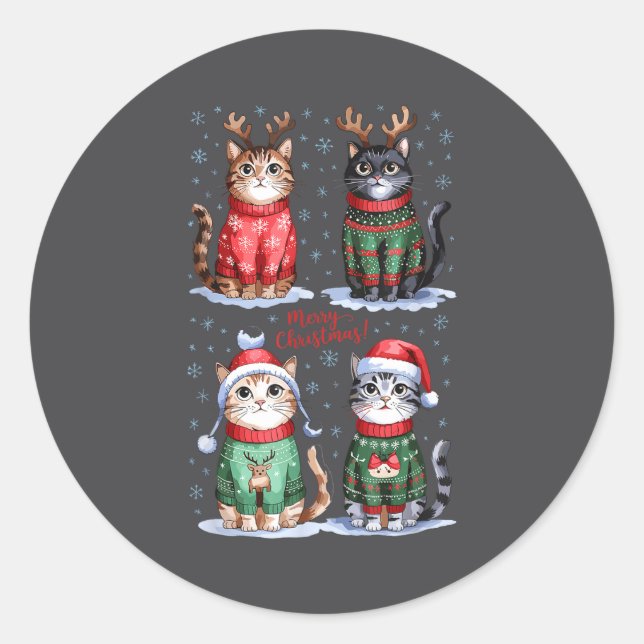 Adesivo Christmas Cats _ Merry Christmas Cats Graphic  (Frente)