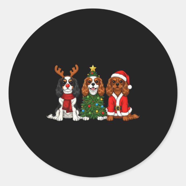 Adesivo Christmas Cavalier King Charles Spaniel Santa Rein (Frente)