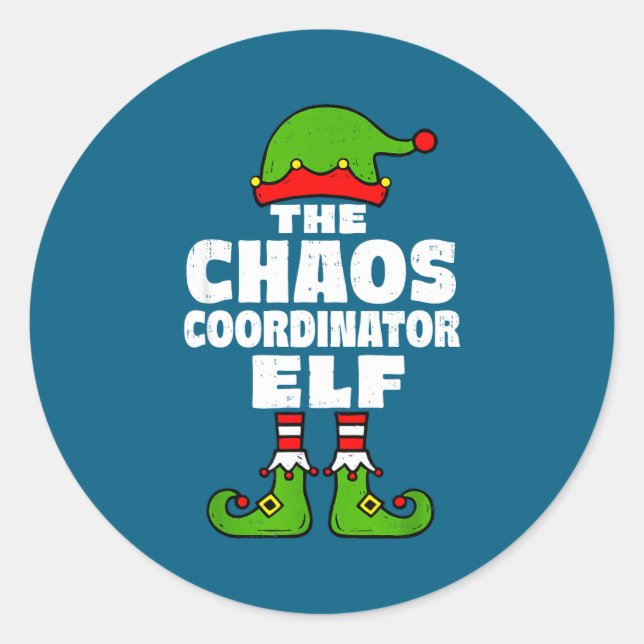 Adesivo Christmas Chaos Coordinator Elf Funny Xmas Holiday (Frente)