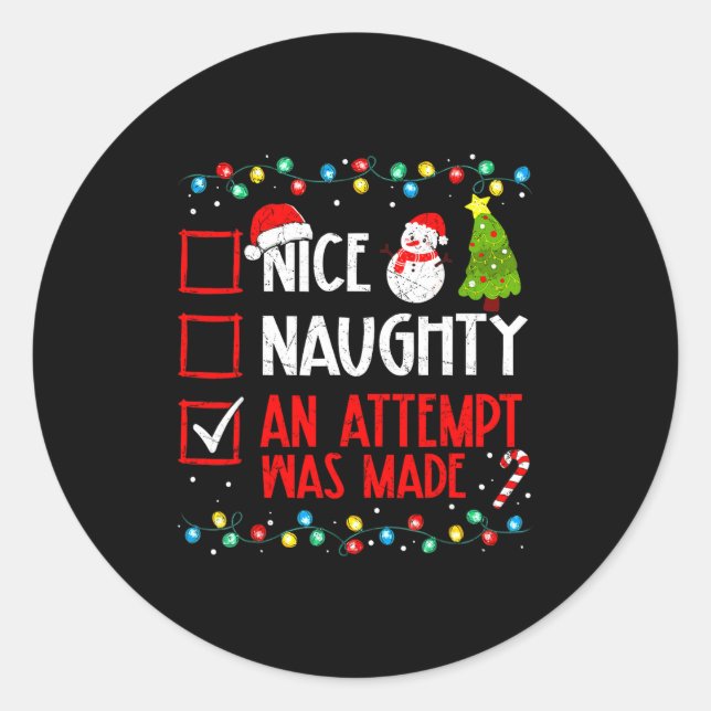 Adesivo Christmas Checklist Naughty Nice An Attempt Was Ma (Frente)