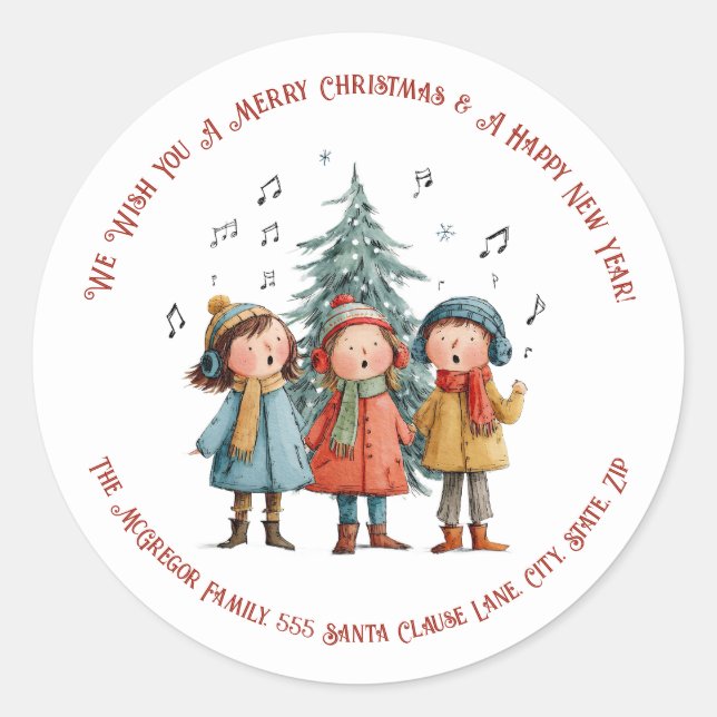 Adesivo Christmas Children Singing Festive Holiday Sticker (Frente)