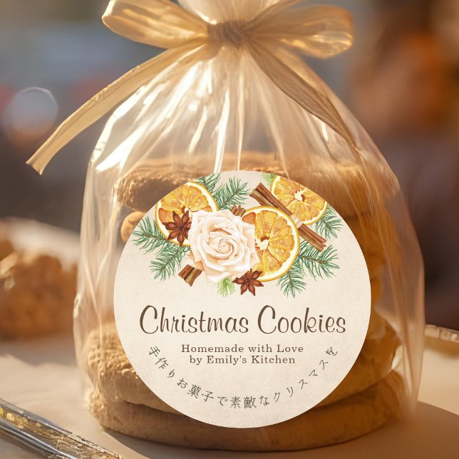 Adesivo Christmas Cookie Dried Orange Kraft Paper Elegant (Criador carregado)