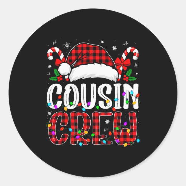 Adesivo Christmas Cousin Crew Red Plaid Family Matching Xm (Frente)