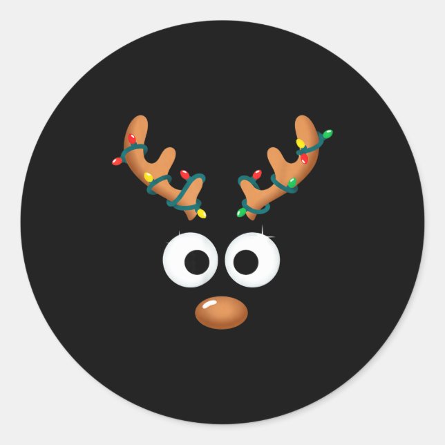 Adesivo Christmas Cute Reindeer Face Antlers Wrapped In Li (Frente)