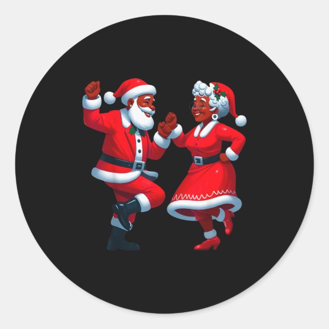 Adesivo Christmas Dancing Black African American Santa Mrs (Frente)
