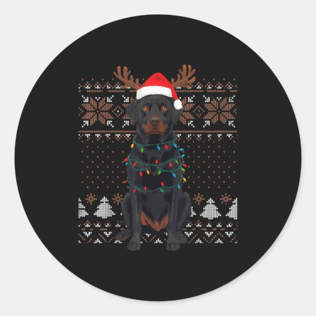 Adesivo Christmas Dog With Hat And Lights - Funny Holiday  (Frente)