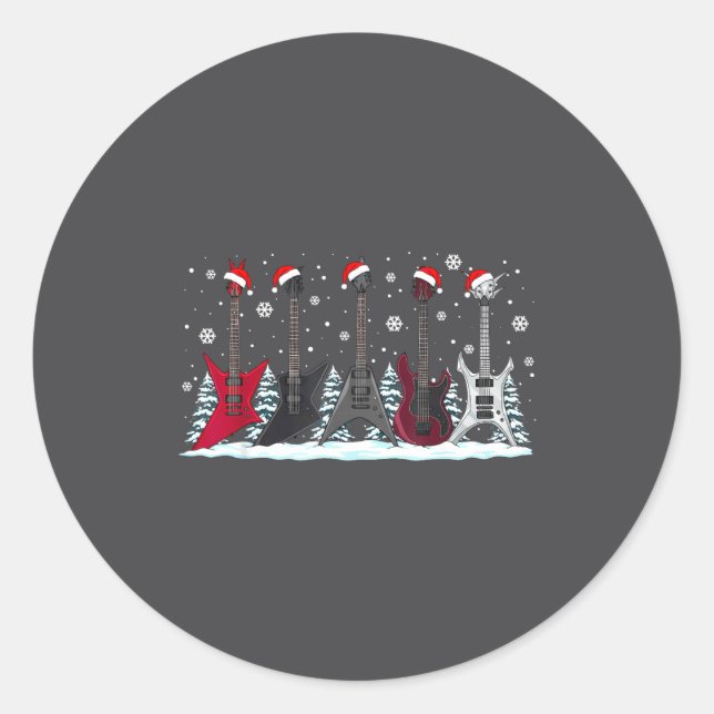 Adesivo Christmas Electric Guitars Metalhead Guitarist Xma (Frente)
