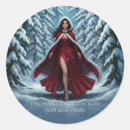 Adesivo Christmas Elf in Red in Winter Forest Magnet Card