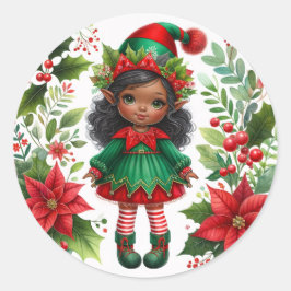 Adesivo Christmas Elf With Brown Skin Holiday