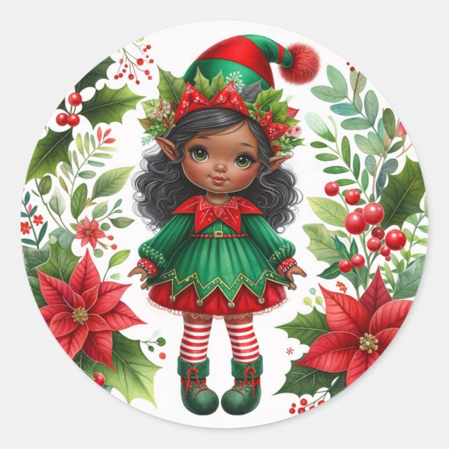 Adesivo Christmas Elf With Brown Skin Holiday (Frente)