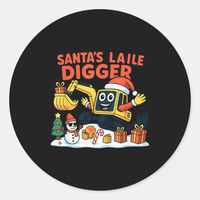 Adesivo Christmas Excavator Santa Digger Funny Holiday  (Frente)
