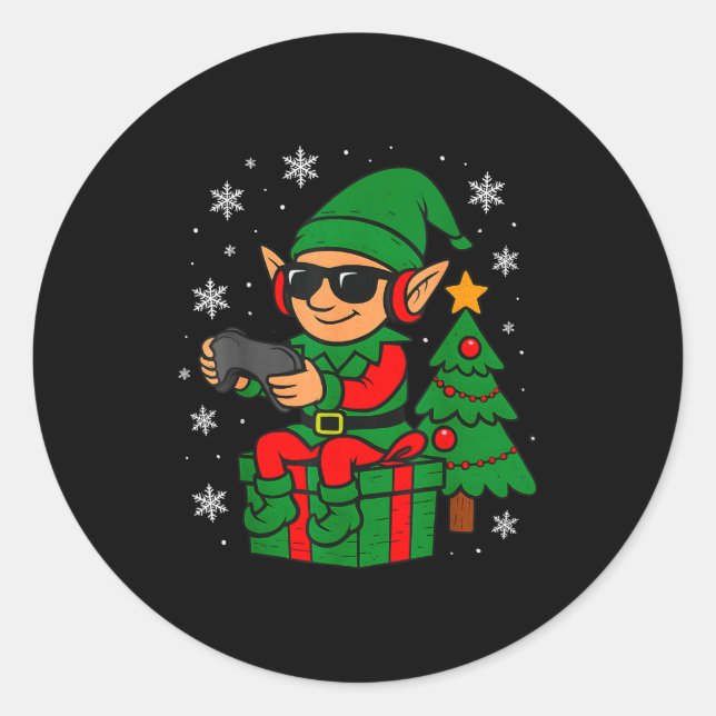 Adesivo Christmas Gamer Retro Elf Funny Xmas Gaming Boys K (Frente)