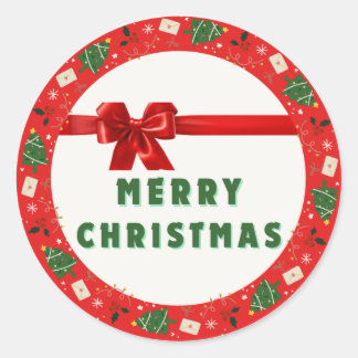 Adesivo Christmas Gift Wrapping Sticker | Red Wreath & Rib