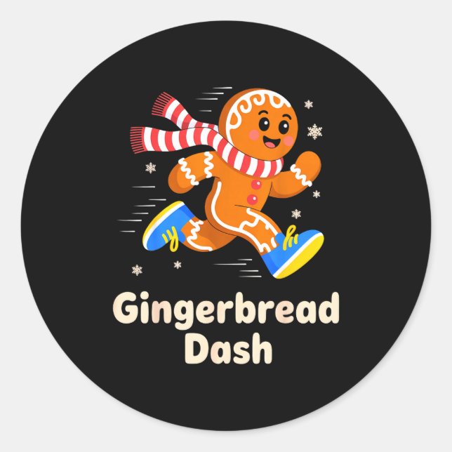 Adesivo Christmas Gingerbread Dash Running Runner Xmas Mar (Frente)