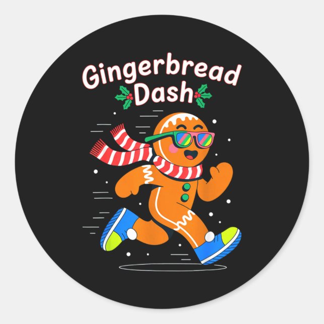 Adesivo Christmas Gingerbread Dash Running Runner Xmas Mar (Frente)