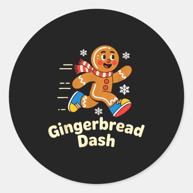 Adesivo Christmas Gingerbread Dash Running Runner Xmas Mar (Frente)