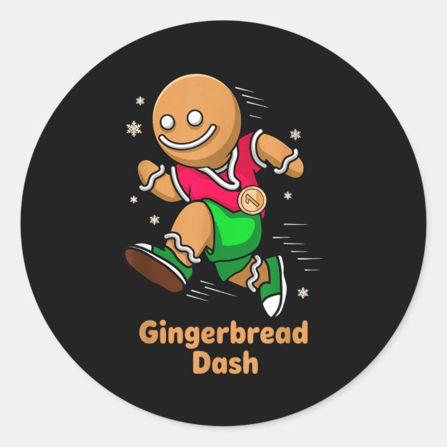 Adesivo Christmas Gingerbread Dash Running Runner Xmas Mar (Frente)