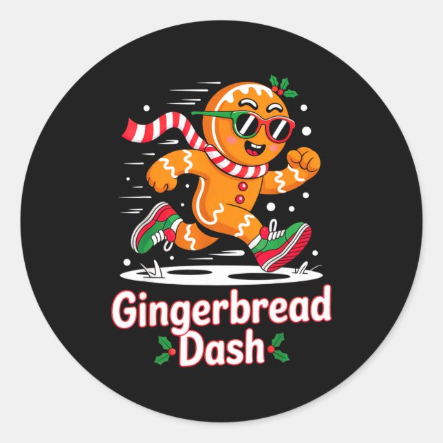 Adesivo Christmas Gingerbread Dash Running Runner Xmas Mar (Frente)