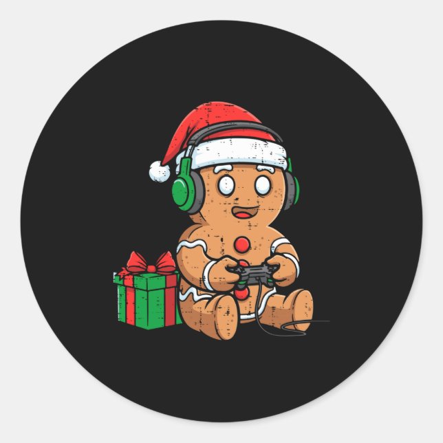 Adesivo Christmas Gingerbread Gamer Xmas Gaming Boys Kids  (Frente)