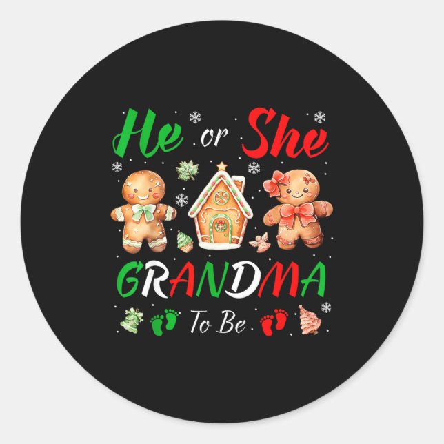 Adesivo Christmas Gingerbread Gender Reveal He Or She Gran (Frente)