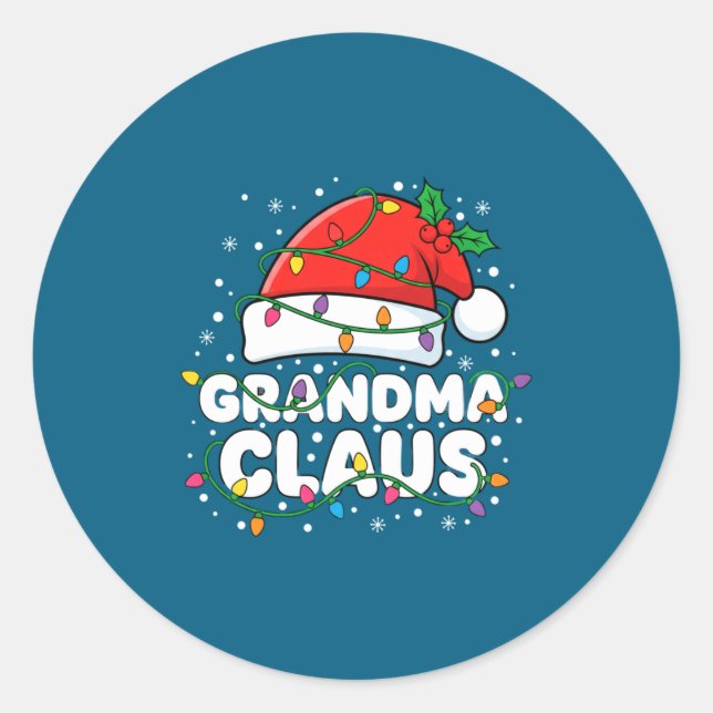 Adesivo Christmas Grandma Claus Santa Hat Christmas Lights (Frente)
