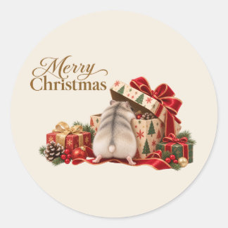 Adesivo Christmas Hamster Exploring Gifts Sticker