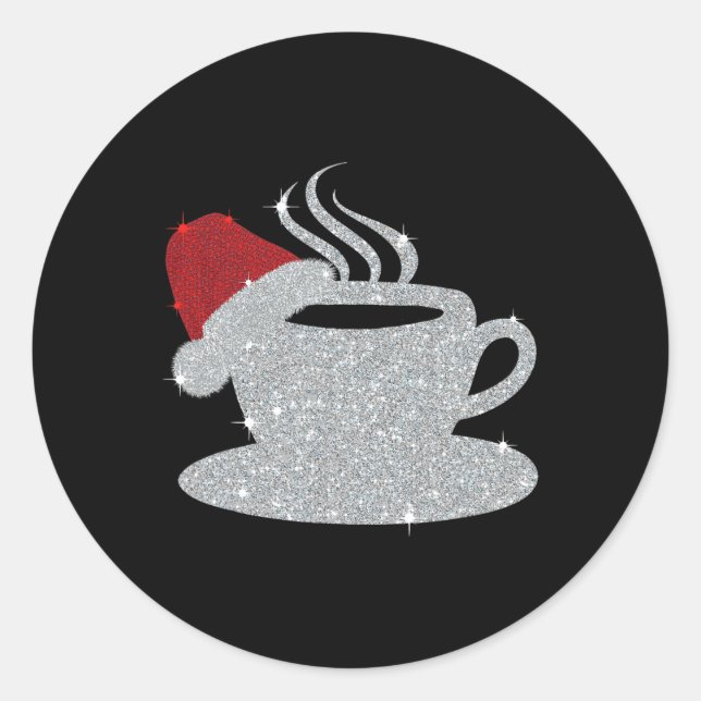 Adesivo Christmas Hot Coffee Cup Santa's Hat Xmas Holidays (Frente)