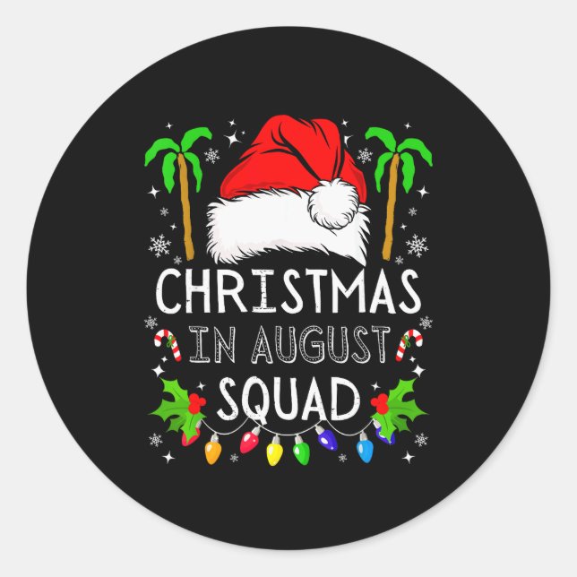 Adesivo Christmas In August Squad Funny Summer Xmas Men Wo (Frente)