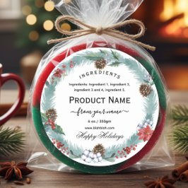Adesivo Christmas jam ingredient Label with wreath