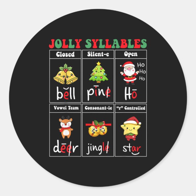 Adesivo Christmas Jolly Syllables Teacher Students Funny S (Frente)