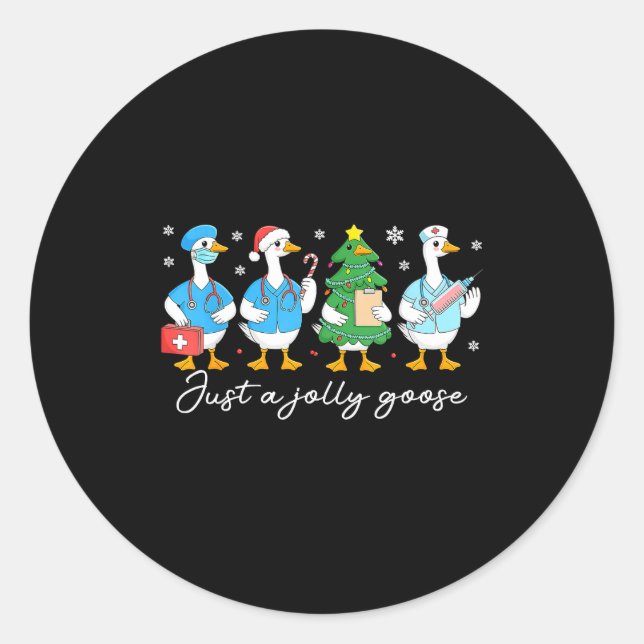 Adesivo Christmas Just A Jolly Goose Nurse Cute Medical St (Frente)