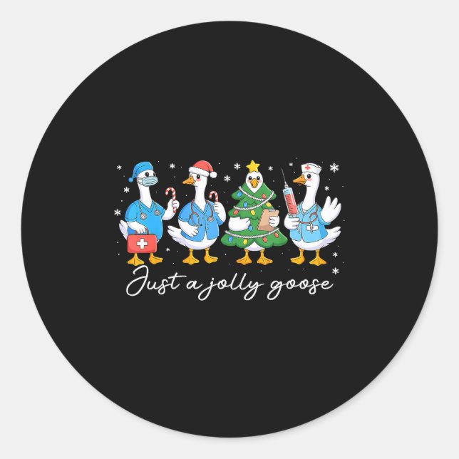 Adesivo Christmas Just A Jolly Goose Nurse Cute Medical St (Frente)
