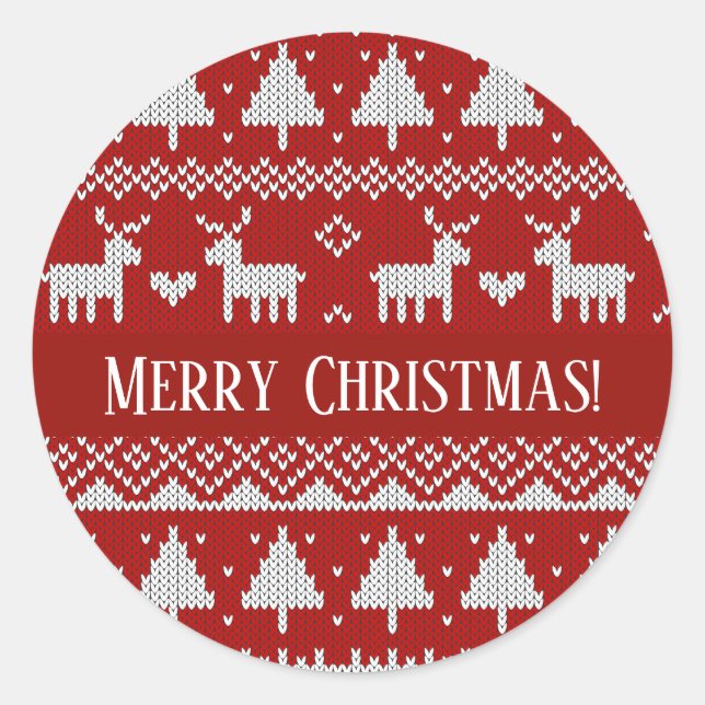 Adesivo Christmas Knitted Sweater Red and White Ornaments  (Frente)