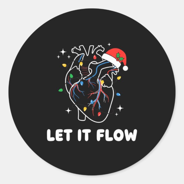 Adesivo Christmas Let It Flow Cardiac Heart Funny Nurse Ho (Frente)