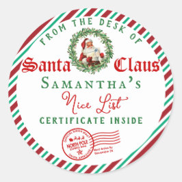 Adesivo Christmas Letter from Santa Nice List Certificate