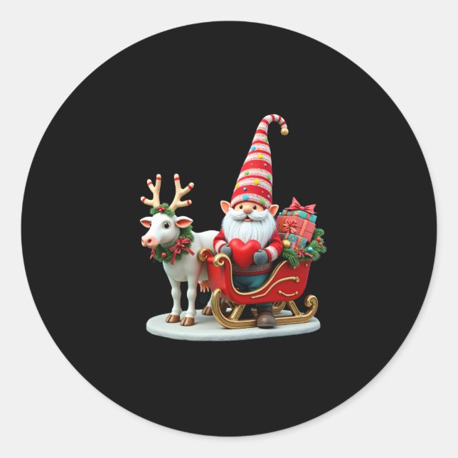 Adesivo Christmas Light Gnome Santa Claus Riding Sleigh Hi (Frente)