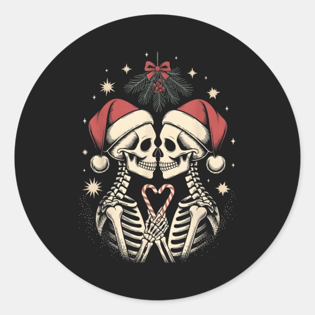 Adesivo Christmas Matching Gothic Couple Dark Humor Skelet (Frente)