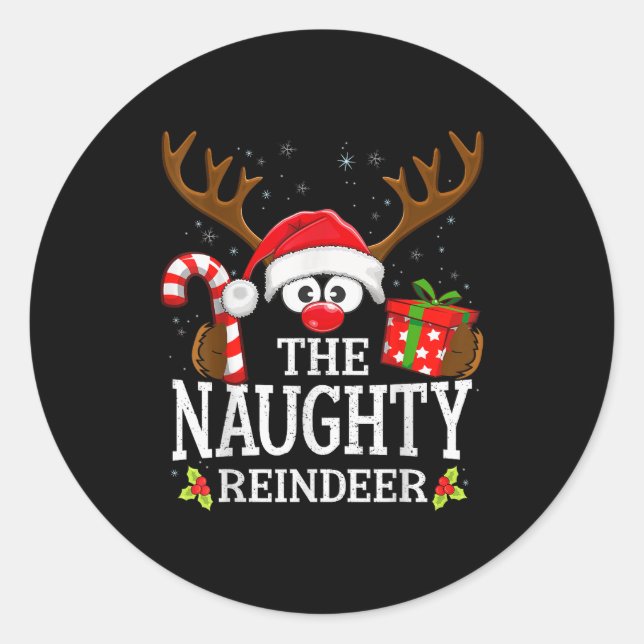 Adesivo Christmas Matching The Naughty Reindeer Family  (Frente)