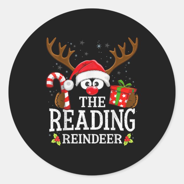 Adesivo Christmas Matching The Reading Reindeer Family  (Frente)
