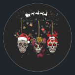 Adesivo Christmas Mexican Flower Sugar Skull In Snow Xmas<br><div class="desc">Christmas Mexican Flower Sugar Skull In Snow Xmas</div>