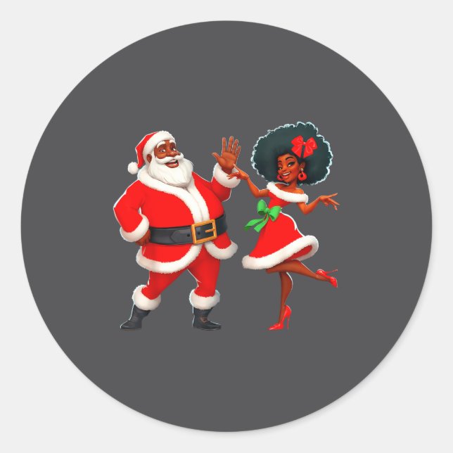 Adesivo Christmas Mr Santa Mrs Claus Dancing African Ameri (Frente)