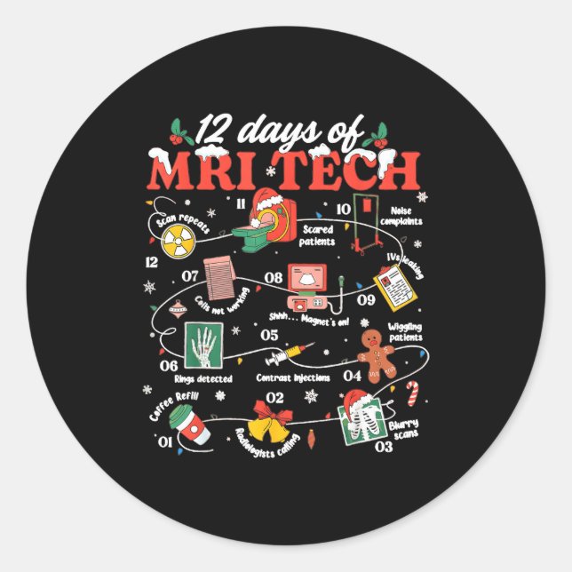 Adesivo Christmas Mri Tech 12 Days Of Mri Technician New M (Frente)