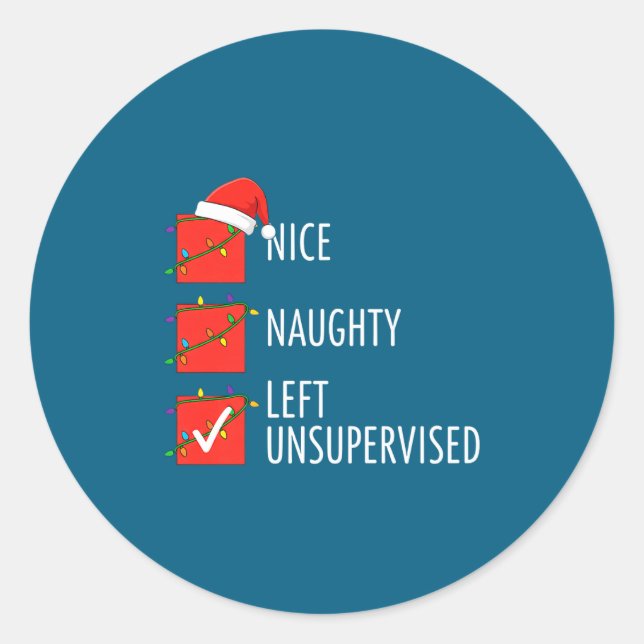 Adesivo Christmas Nice Naughty Left Unsupervised Naughty O (Frente)