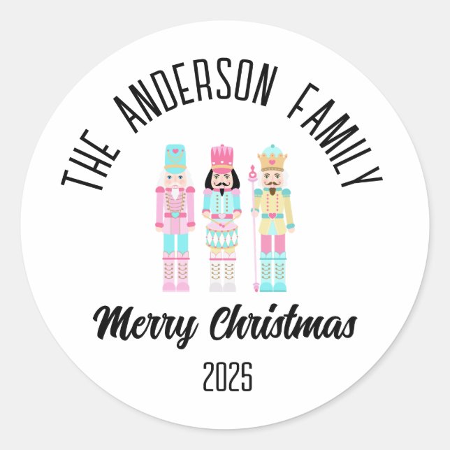 Adesivo Christmas Nutcracker Pastel Personalized Name (Frente)