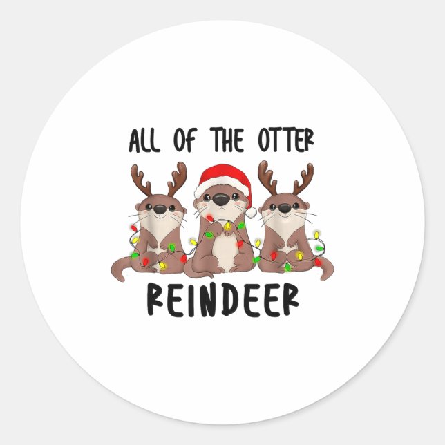 Adesivo Christmas Otters Cute All Of The Otter Reindeer  (Frente)