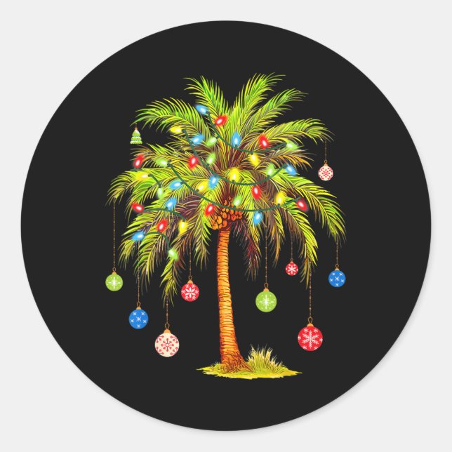 Adesivo Christmas Palm Tree Light Hawaiian Tropical Xmas  (Frente)