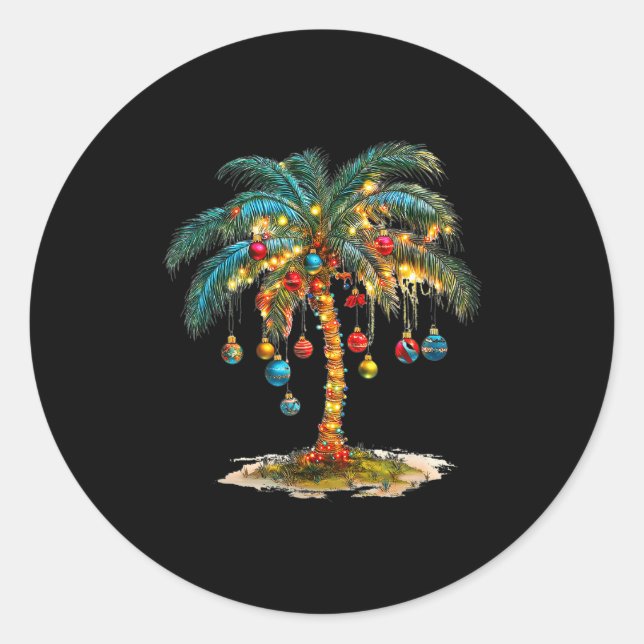 Adesivo Christmas Palm Tree Women Funny Hawaiian Beach Tro (Frente)