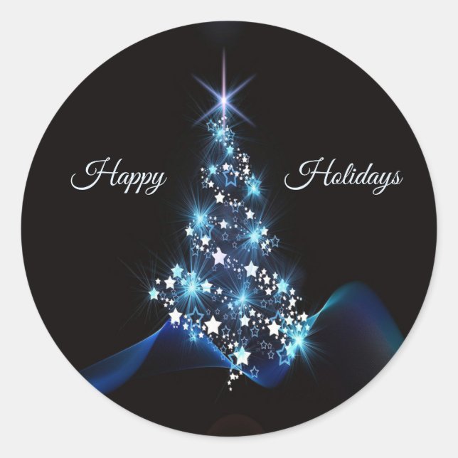 Adesivo Christmas Party Blue Tree Shiny Black Elegant (Frente)