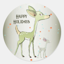 Adesivo Christmas Party Green Deers Holidays Cute
